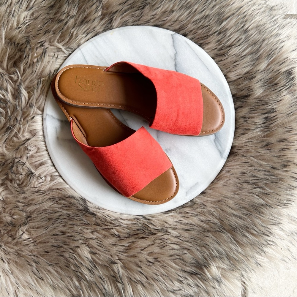 Franco Sarto Orange and Pink Mules Contemporary Slip-On